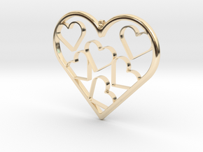 Hearts Necklace / Pendant-07 in 14k Gold Plated Brass