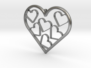 Hearts Necklace / Pendant-07 in Natural Silver