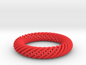 Torus Knot Bracelet 80mm inner diameter in Red Processed Versatile Plastic