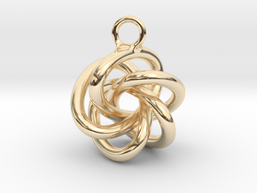 5-Knot Earring 20mm wide in 14K Yellow Gold