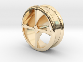 Stretcher : Tunnel with interior detail in 14K Yellow Gold