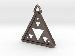 Triangle Fractal Pendant in Polished Bronzed-Silver Steel