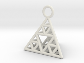 Sierpinski Tetrahedron earring with 16mm side in White Natural Versatile Plastic