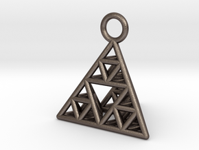 Sierpinski Tetrahedron earring with 16mm side in Polished Bronzed-Silver Steel