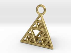 Sierpinski Tetrahedron earring with 16mm side in Natural Brass