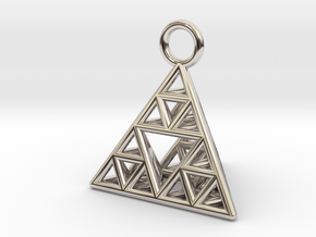 Sierpinski Tetrahedron earring with 16mm side in Platinum