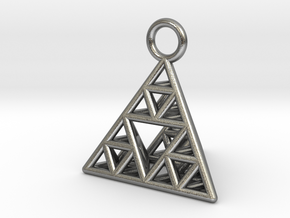 Sierpinski Tetrahedron earring with 16mm side in Natural Silver