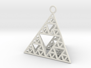 Sierpinski Tetrahedron earring with 32mm side in White Natural Versatile Plastic