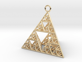 Sierpinski Tetrahedron earring with 32mm side in 14k Gold Plated Brass