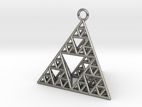 Sierpinski Tetrahedron earring with 32mm side in Natural Silver