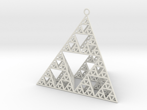 Sierpinski Tetrahedron earring with 64mm side in White Natural Versatile Plastic