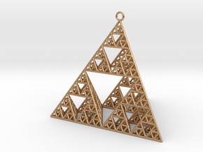 Sierpinski Tetrahedron earring with 64mm side in Natural Bronze