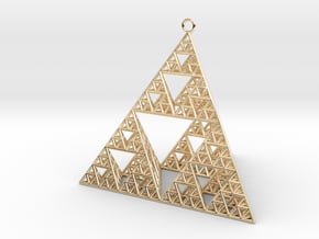 Sierpinski Tetrahedron earring with 64mm side in 14k Gold Plated Brass