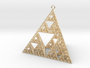 Sierpinski Tetrahedron earring with 64mm side in 14K Yellow Gold