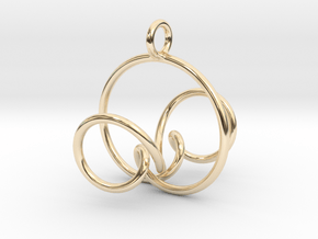 3D Spirograph projection erring 5 loops in 14k Gold Plated Brass