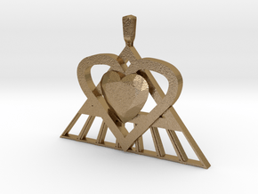 Pi Heart Medallion in Polished Gold Steel: Medium