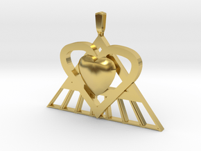 Pi Heart Medallion in Polished Brass: Medium