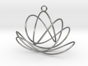 3D Spirograph projection erring 7 loops in Natural Silver