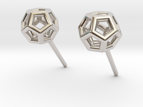 Simple Dodecahedron studs earrings in Platinum