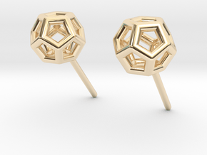 Simple Dodecahedron studs earrings in 14k Gold Plated Brass