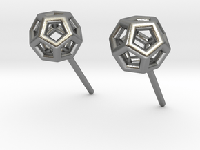 Simple Dodecahedron studs earrings in Natural Silver