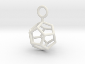 Simple Dodecahedron earring in White Natural Versatile Plastic