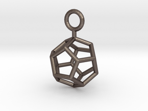 Simple Dodecahedron earring in Polished Bronzed-Silver Steel