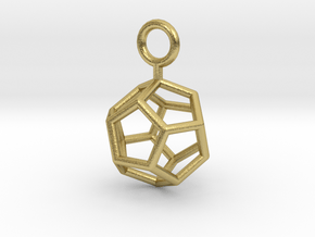 Simple Dodecahedron earring in Natural Brass
