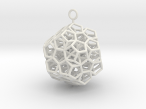Level 2 Sierpinski Dodecahedron earring (medium) in White Natural Versatile Plastic