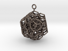 Level 2 Sierpinski Dodecahedron earring (medium) in Polished Bronzed-Silver Steel