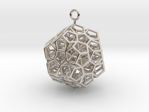 Level 2 Sierpinski Dodecahedron earring (medium) in Platinum