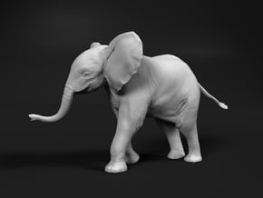 African Bush Elephant 1:25 Running Male Calf in White Natural Versatile Plastic