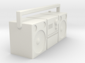 1/16 Radio cassette player, old type  in White Natural Versatile Plastic