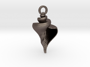 Shell Pendant in Polished Bronzed-Silver Steel