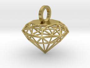 Wire Diamond Pendant in Natural Brass