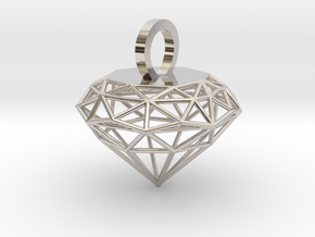 Wire Diamond Pendant in Rhodium Plated Brass