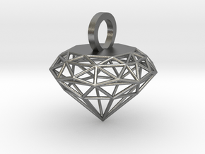 Wire Diamond Pendant in Natural Silver