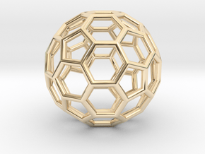 Goldberg polyhedron GP(2, 0) in 14k Gold Plated Brass: Extra Small