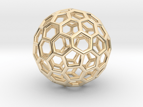 Goldberg polyhedron GP(2, 1) in 14k Gold Plated Brass: Extra Small
