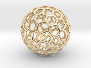 Goldberg polyhedron GP(3, 0) in 14k Gold Plated Brass: Extra Small
