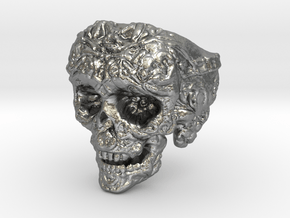 Barbarian Skull Ring size 12 in Natural Silver