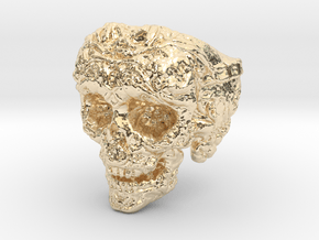 Barbarian Skull Ring size 12 in 14k Gold Plated Brass