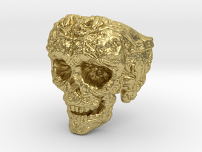 Barbarian Skull Ring size 12 in Natural Brass
