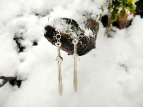 Celtic Sword Earrings in Natural Silver