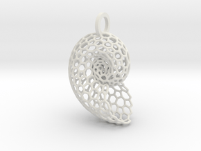 Voronoi Shell Pendant in White Premium Versatile Plastic