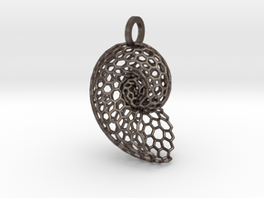 Voronoi Shell Pendant in Polished Bronzed-Silver Steel