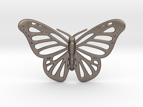 Butterfly Pendant in Polished Bronzed-Silver Steel