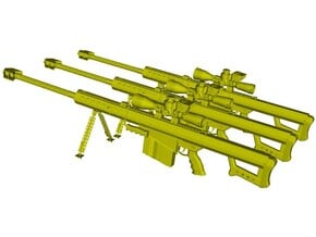 1/24 scale Barret M-82A1 / M-107 0.50" rifles x 3 in Clear Ultra Fine Detail Plastic