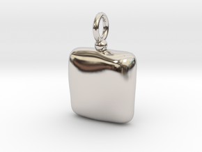 Square Cleo Pendant  in Rhodium Plated Brass