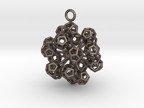 Dodecahedrons at vertex earrings in Polished Bronzed-Silver Steel